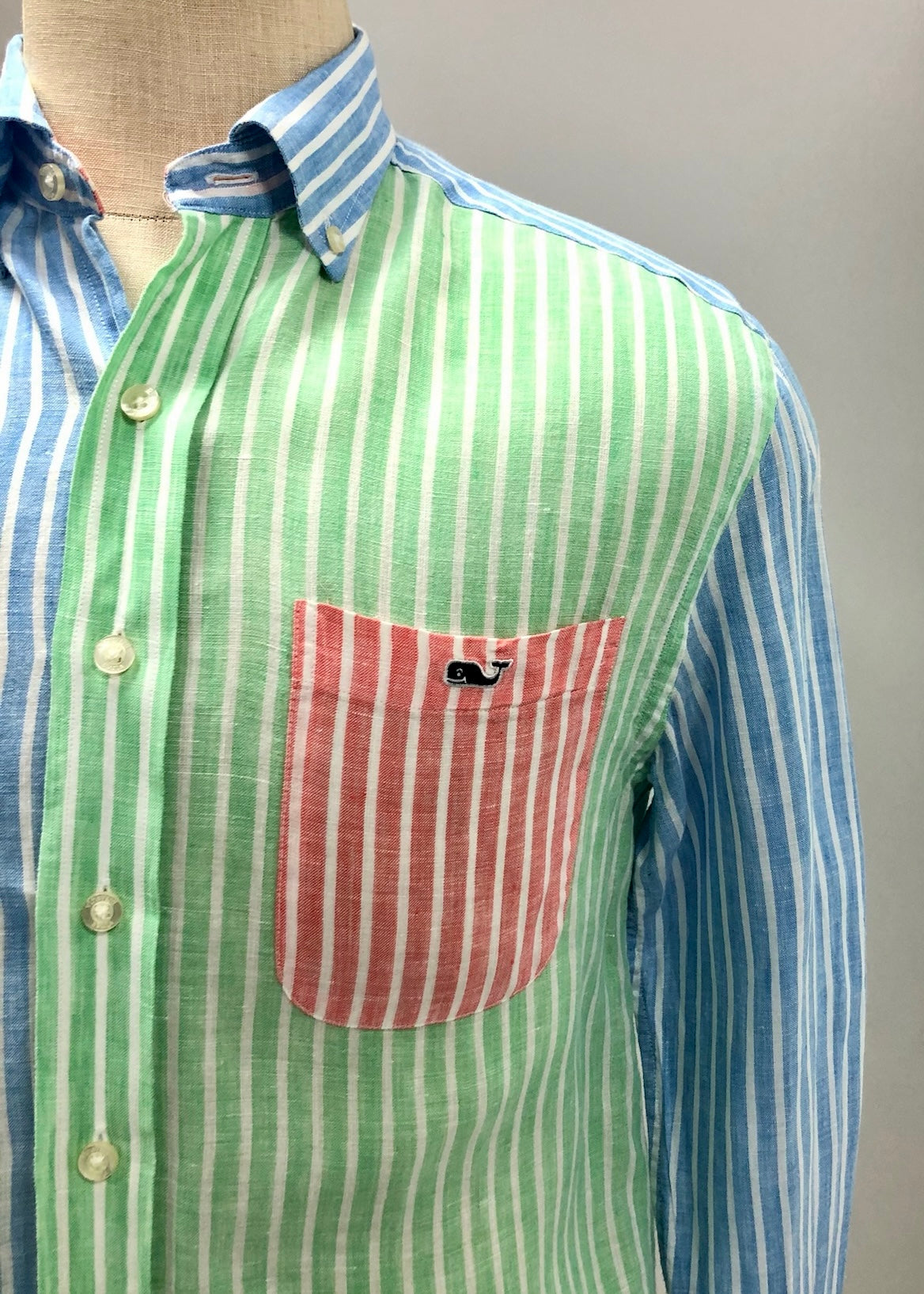 Camisa de botones Vineyard Vines 🐳 De Lino con patrón de rayas multicolor Talla S Entalle Clásico