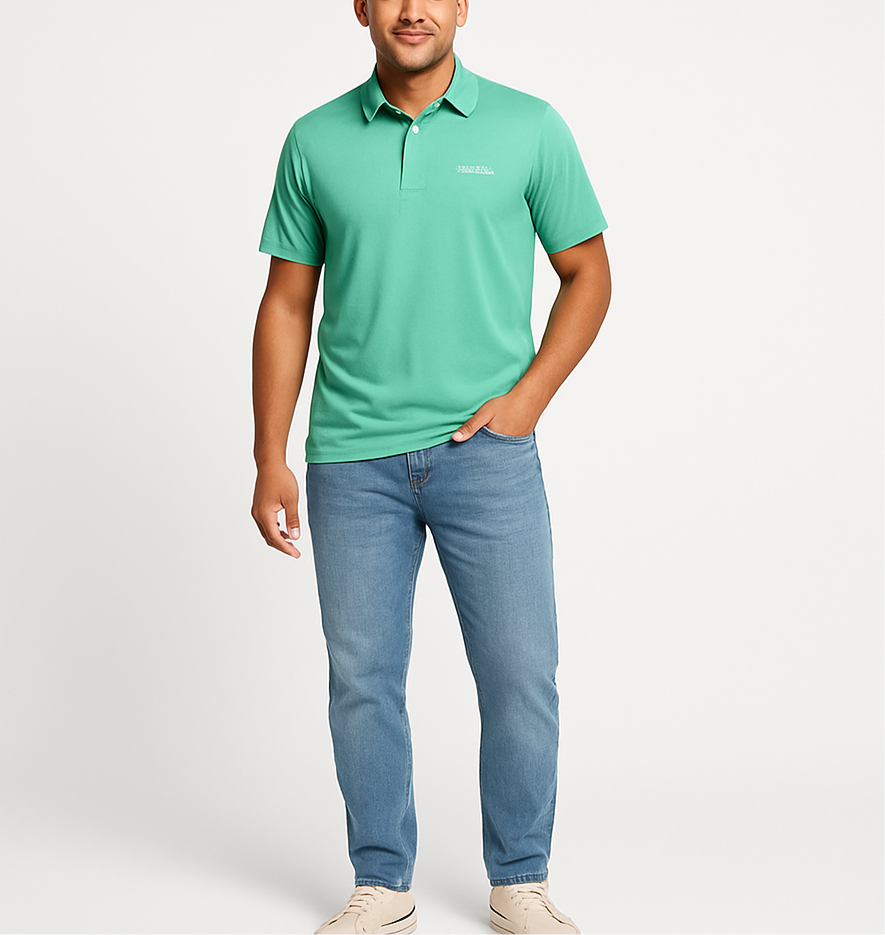 Camiseta Polo Columbia 🔷 Omni Freeze color turquesa Talla S Entalle Regular