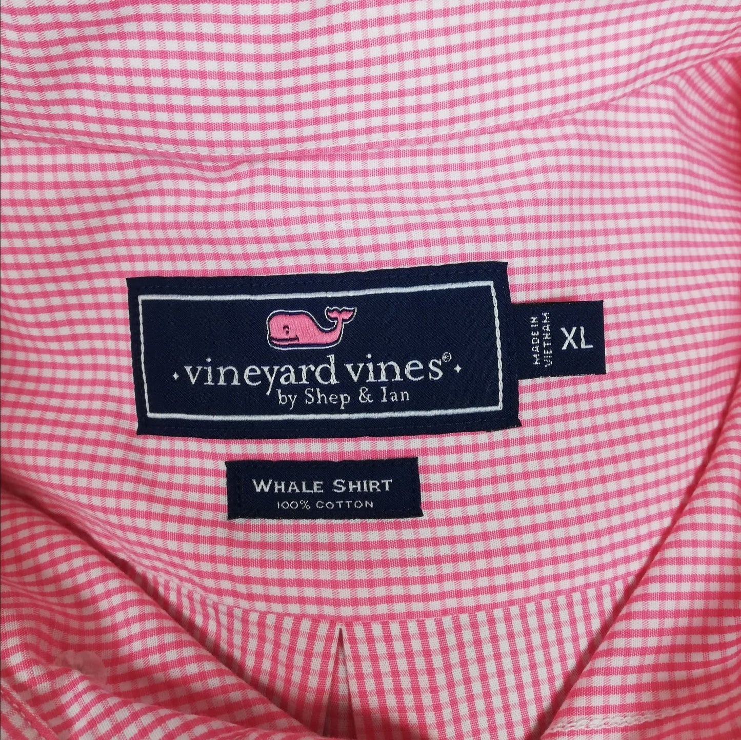 Camisa de botones Vineyard Vines 🐳 de cuadros finos en color rosado y blanco Talla XL Entalle Regular