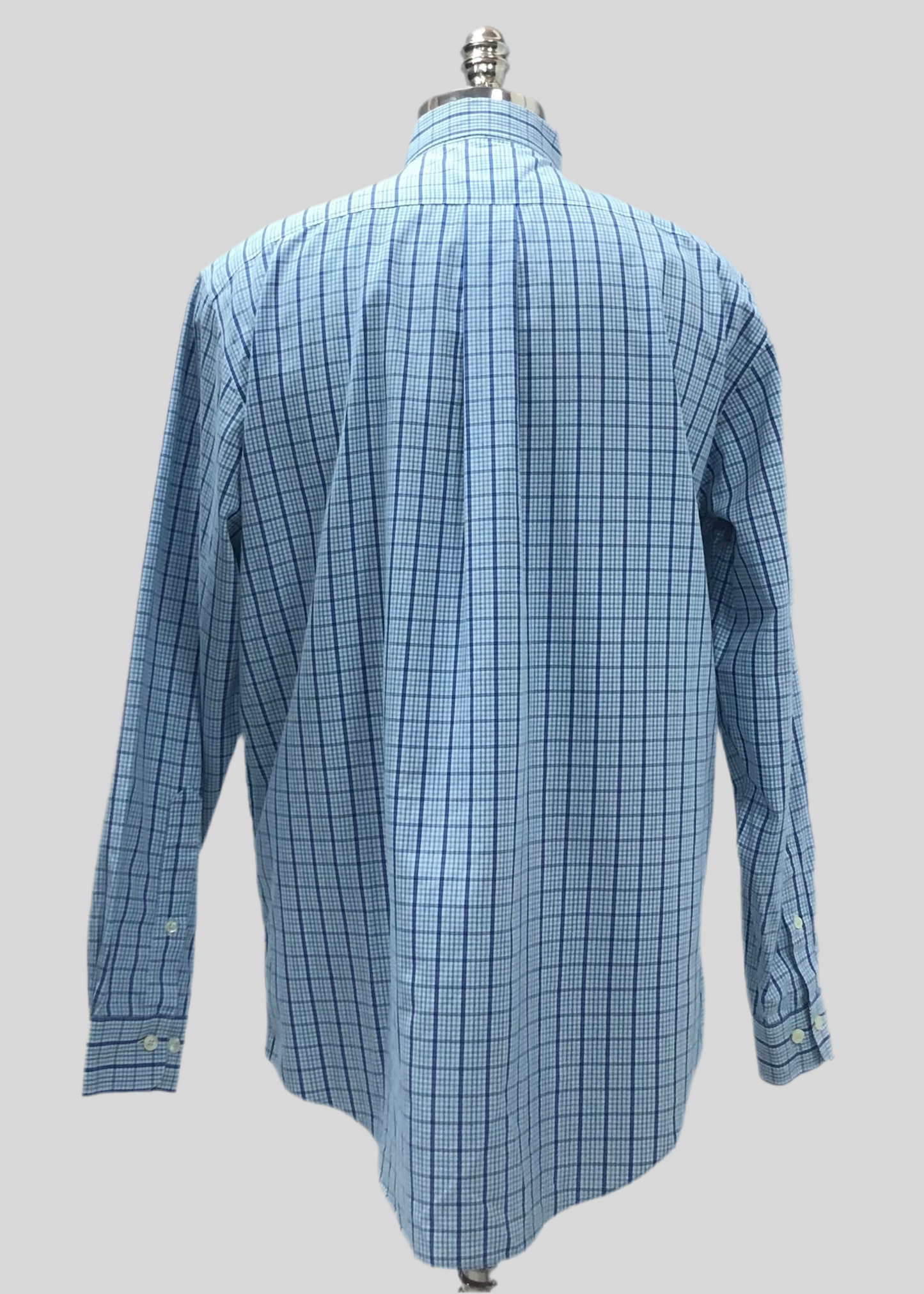 Camisa de botones Brooks Brothers 🐑 color blanco con cuadros en celeste y azul Talla M Entalle Clásico