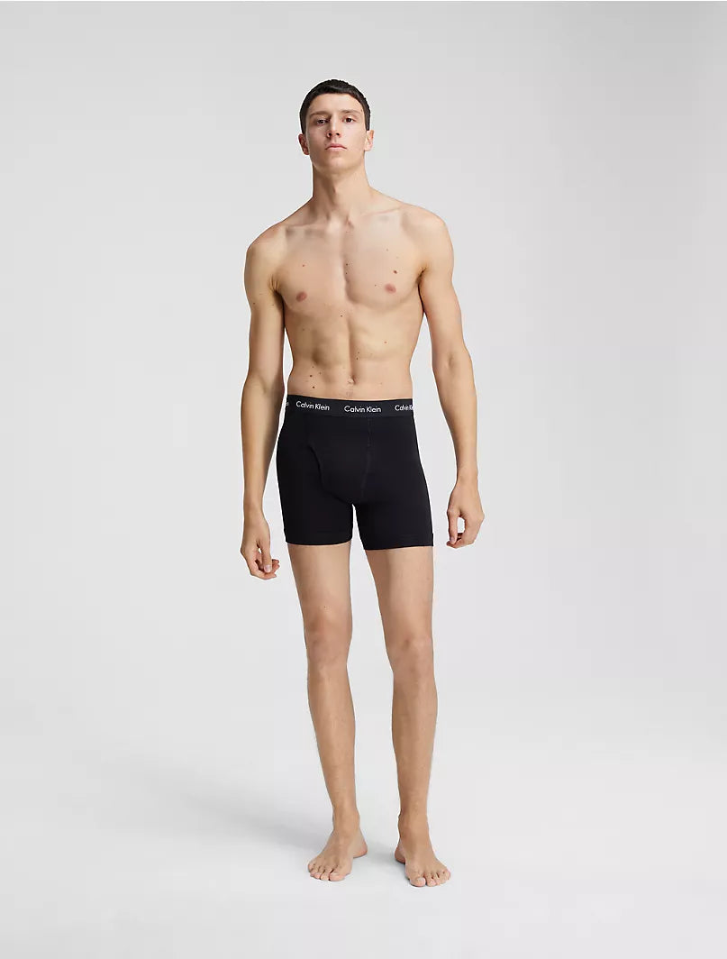 Paquete de 3 Calzoncillos tipo Boxer Calvin Klein Cotton Stretch en color negro - Tela ligera en Talla S