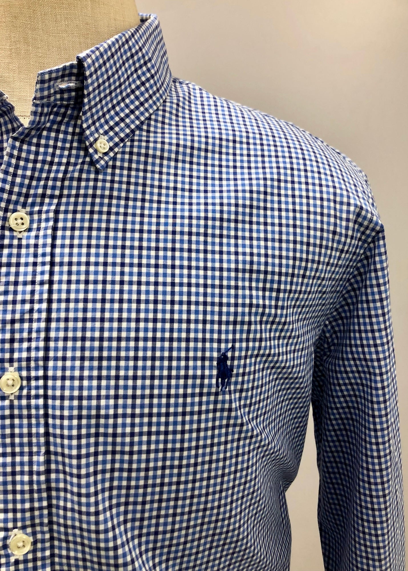Camisa Polo Ralph Lauren 🏇🏼 de cuadros en color azul, negro y blanco Talla XL Entalle Regular