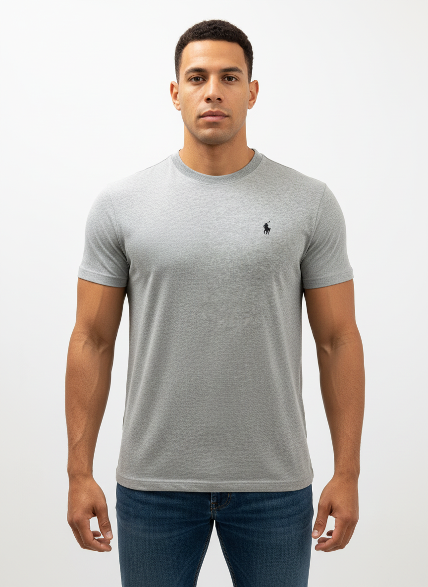 Camiseta cuello redondo Polo Ralph Lauren 🏇🏼 color gris claro Talla Large