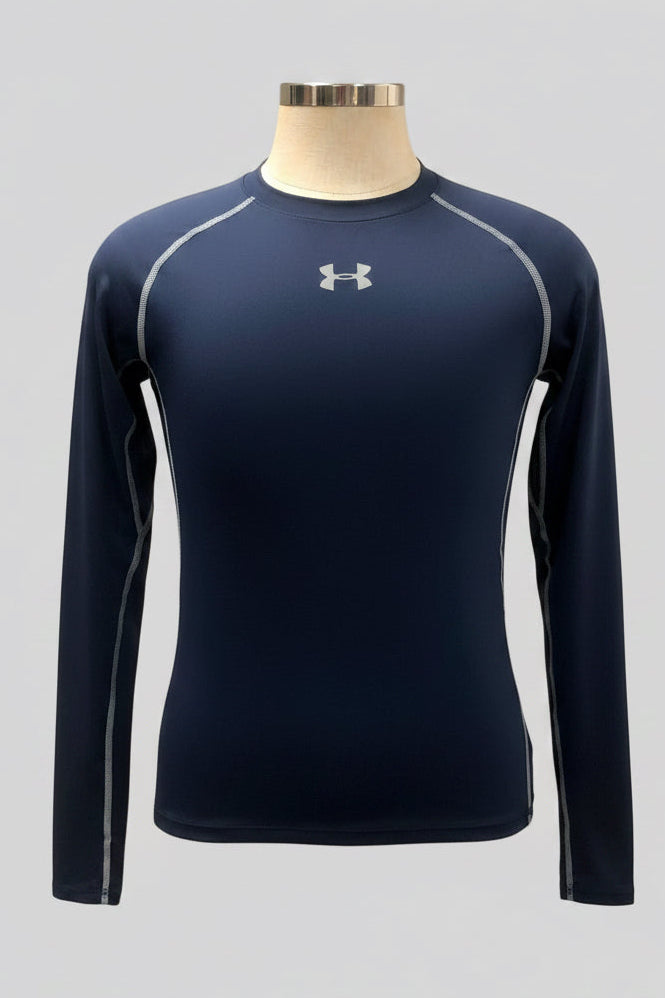 Camiseta de compresión Under Armour 🏋🏽 color azul navy y logo en blanco Talla L