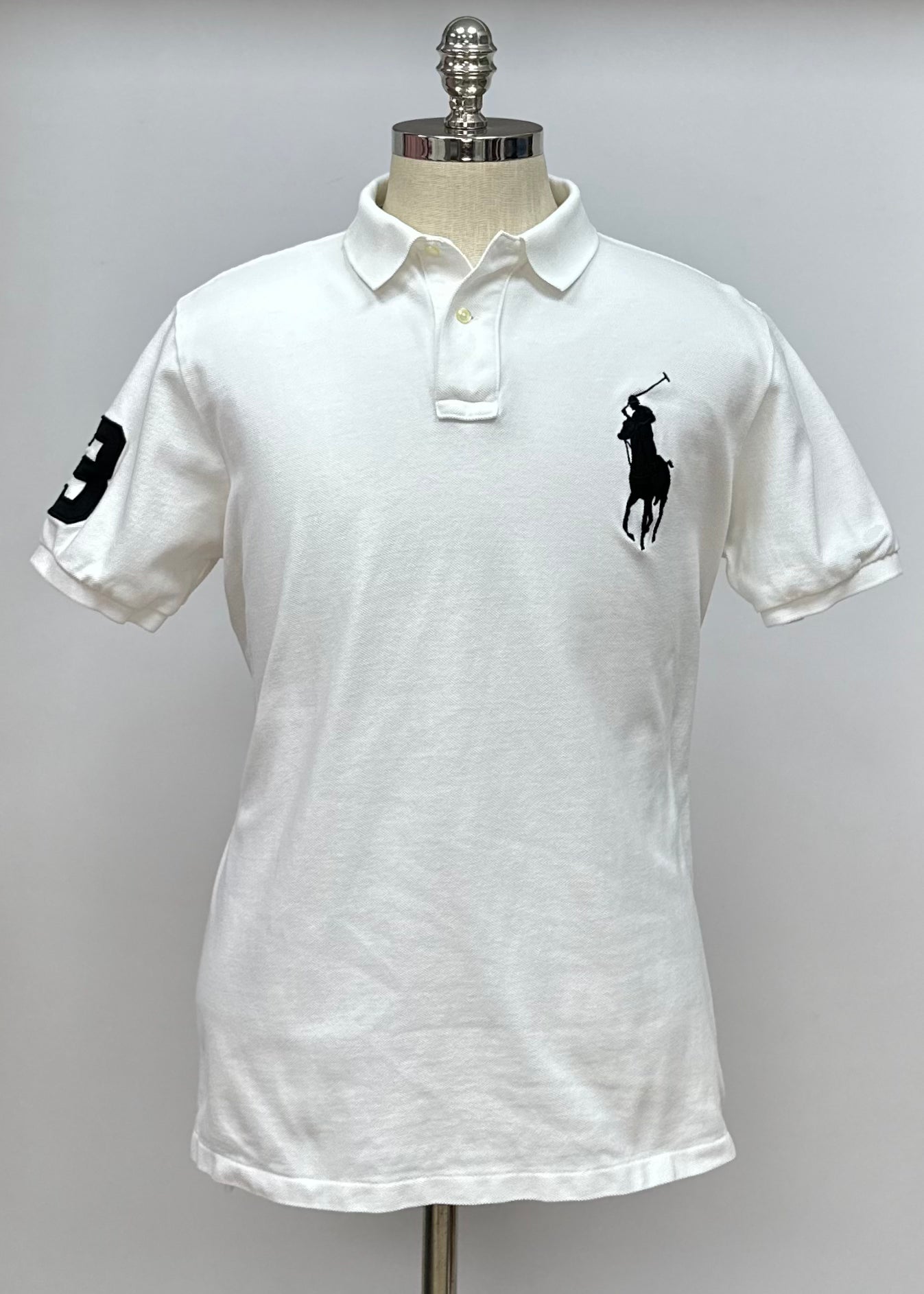 Camiseta Polo Ralph Lauren 🏇🏼color blanco con logo big pony Talla XL Entalle Custom Slim Fit