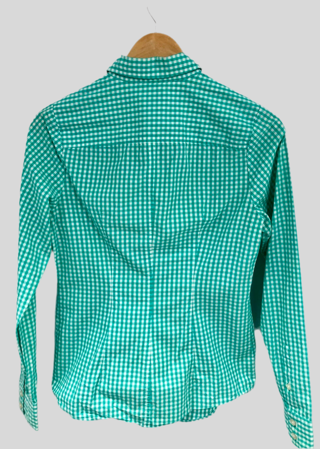 Camisa de mujer Vineyard Vines 🐳 con patrón de cuadros en turquesa y blanco Talla XS (2) Entalle Regular