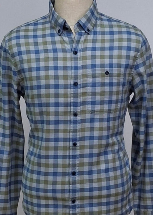 Camisa de botones Vineyard Vines 🐳 de cuadros en color azul, verde oscuro y gris Talla M Entalle Slim Fit