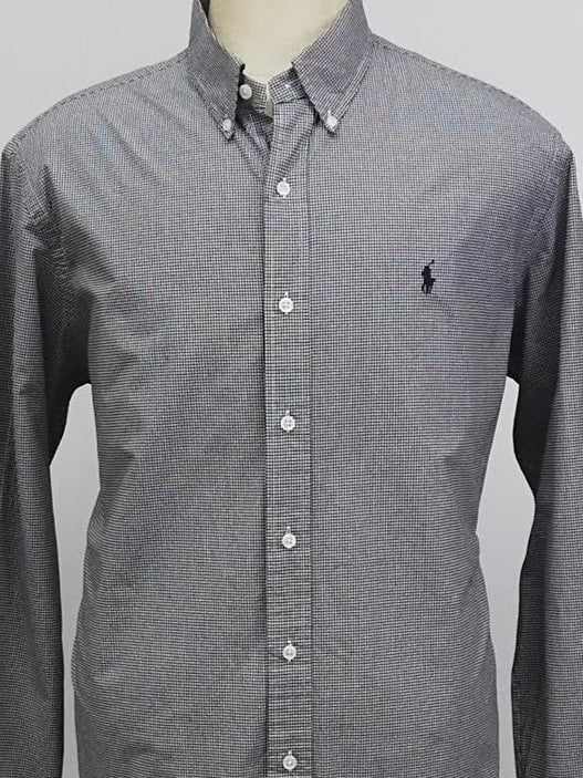 Camisa Polo Ralph Lauren 🏇🏼 con patron de cuadros finos en negro y blanco Talla XL Entalle Regular