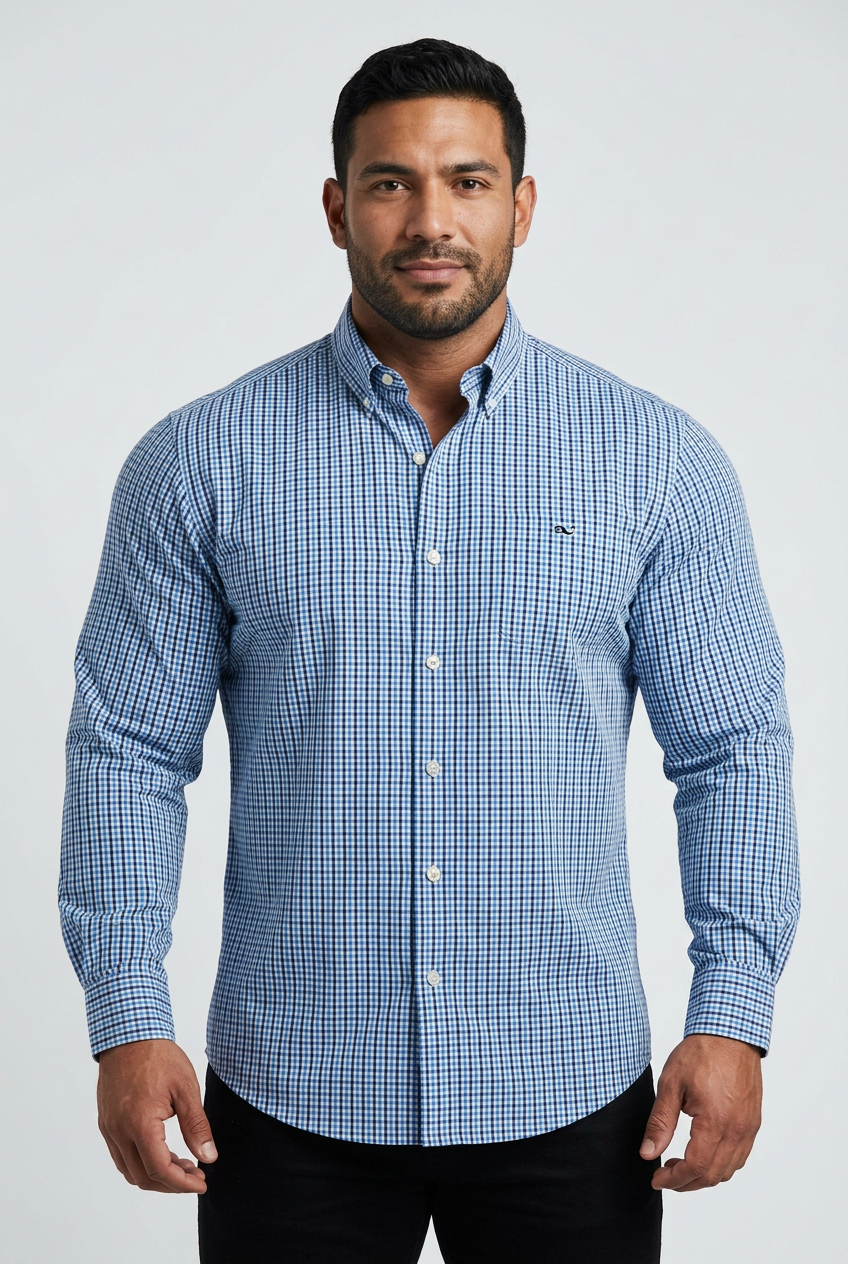 Camisa de botones Vineyard Vines 🐳 color blanco de cuadros en color rojo, turquesa y azul Talla L Entalle Regular