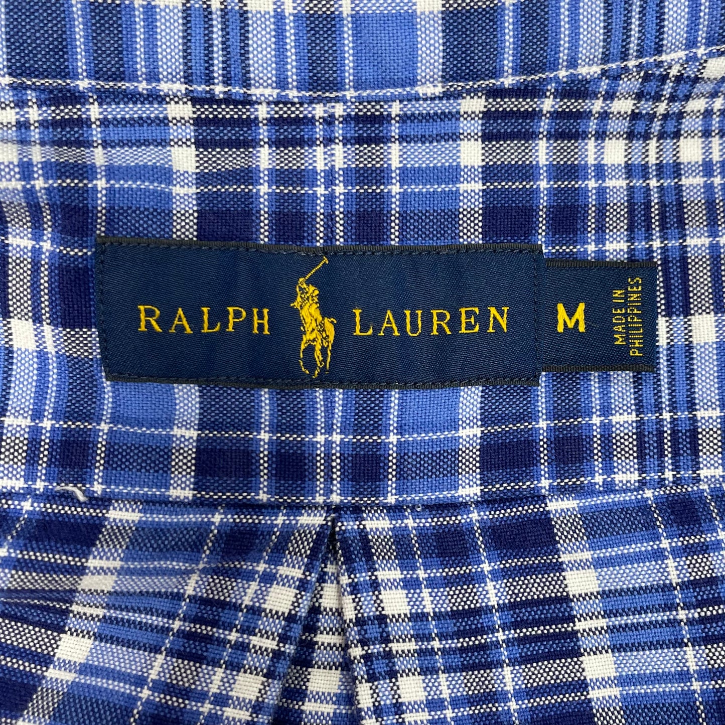 Camisa Polo Ralph Lauren 🏇🏼 Oxford con patron de cuadros tartán azul navy, celeste y blanco Talla M Entalle Regular