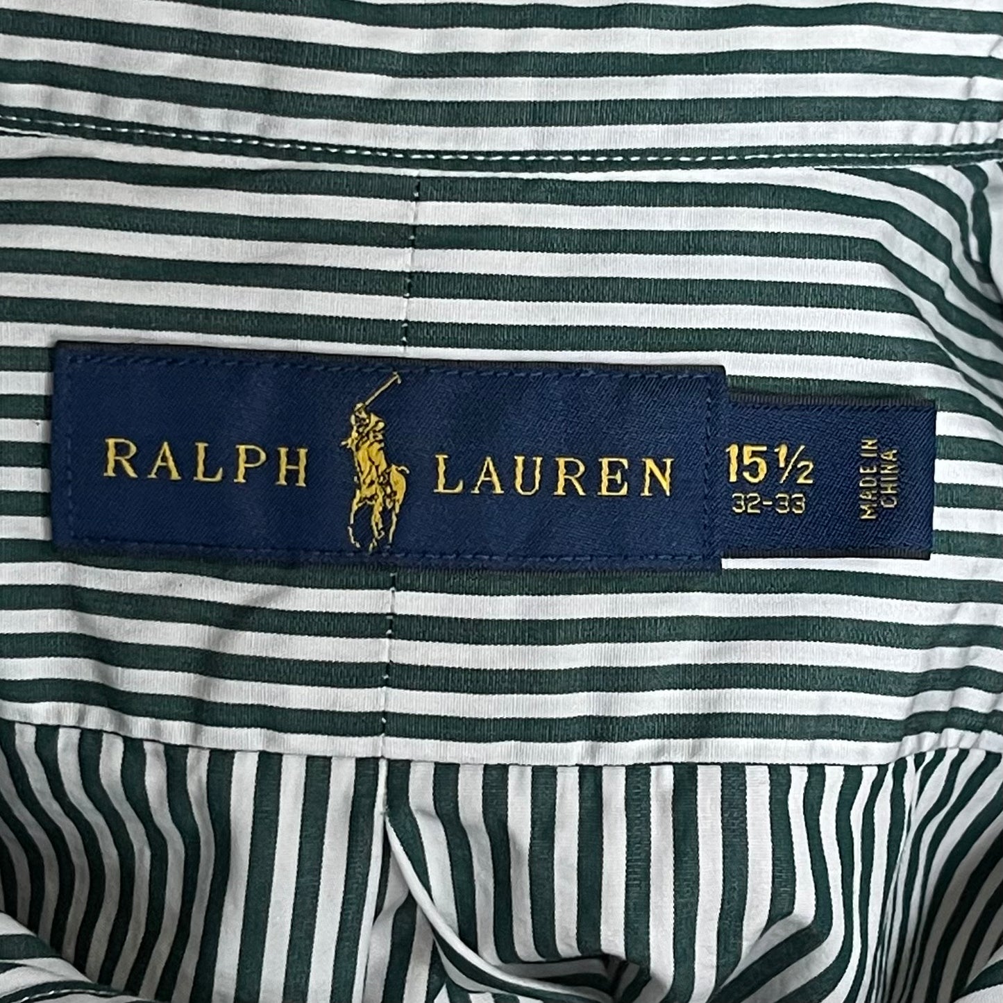 Camisa Polo Ralph Lauren 🏇🏼 con patrón de rayas en verde oscuro y blanco Talla M Entalle Regular