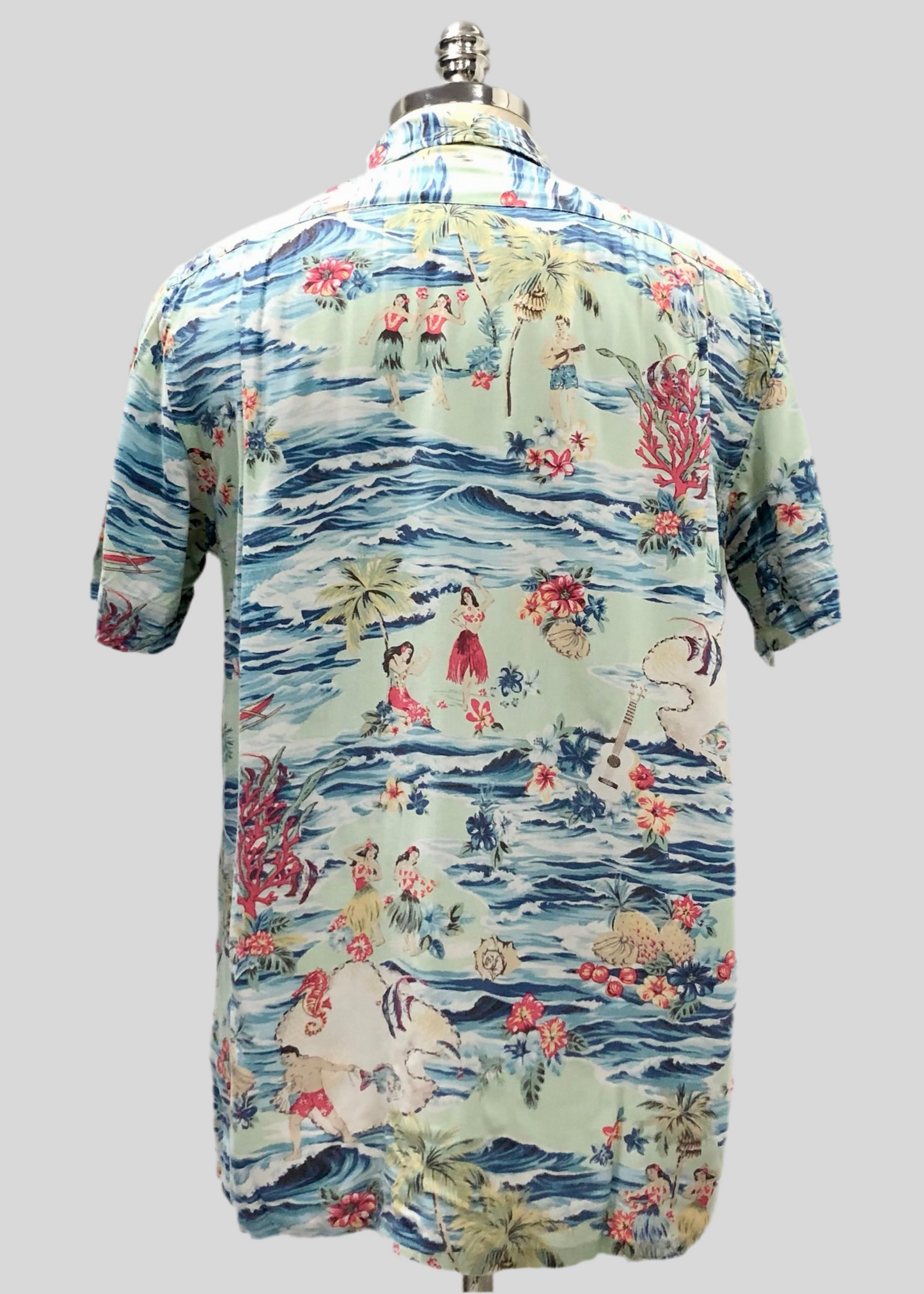 Camisa de botones Polo Ralph Lauren 🏇🏼 color verde claro con diseño hawaiano Talla M Entalle Regular