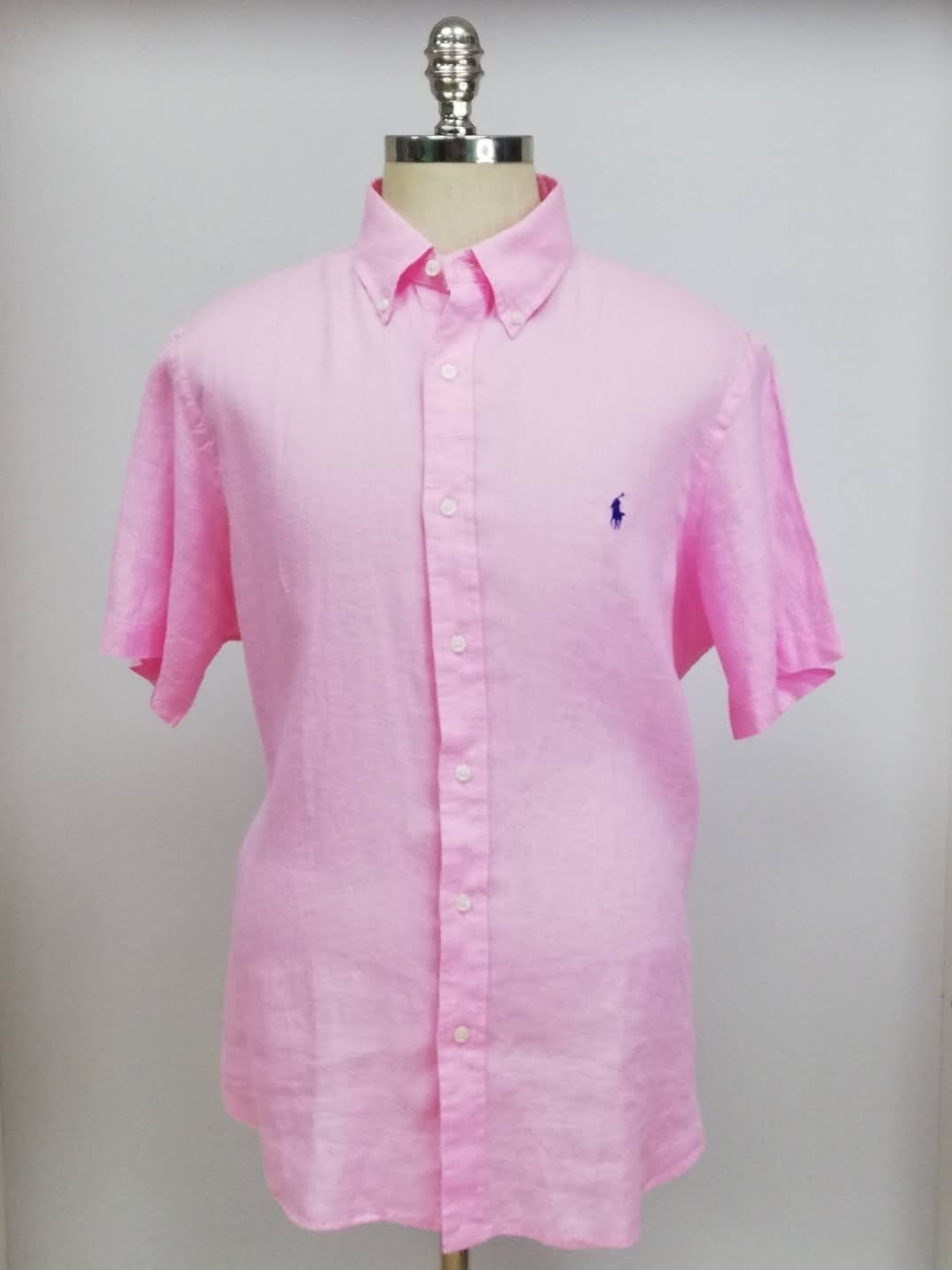 Camisa Polo Ralph Lauren 🏇🏼 de Lino en color rosado claro Talla XL Entalle Clásico