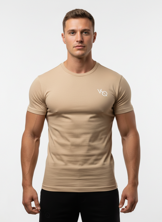 Camiseta de entrenamiento Vanquish 🏋🏽 color beige y logo en blanco Talla M