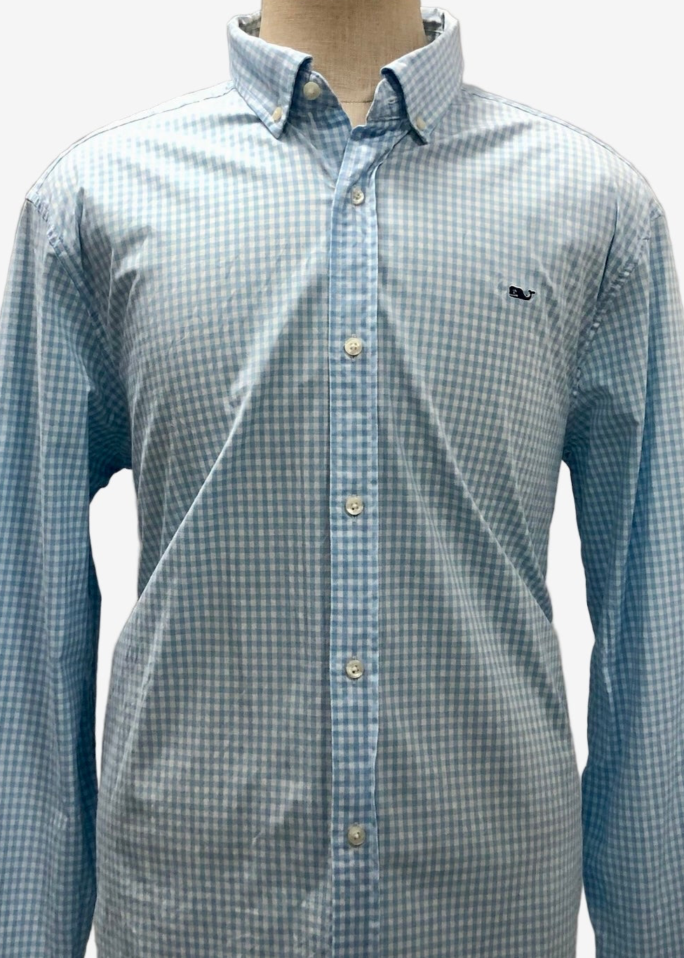 Camisa de botones Vineyard Vines 🐳 de cuadros gingham en color celeste y blanco Talla XL Entalle Clásico