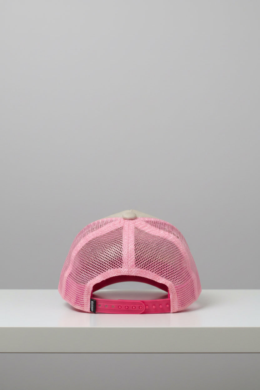 Gorra de mujer Vineyard Vines 🐳 color kaki y rosado con diseño de rayas