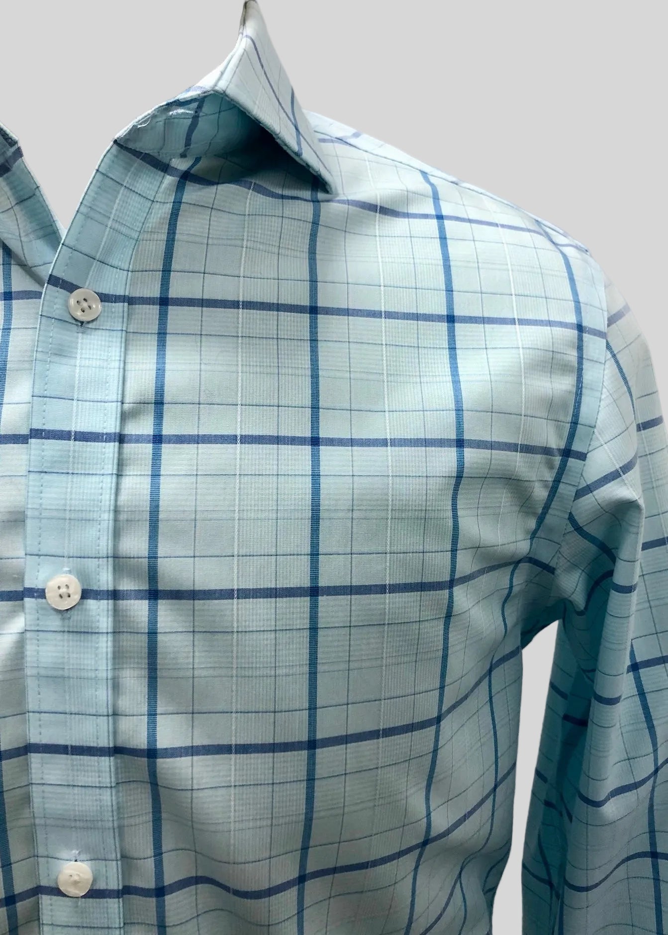 Camisa de botones Michael Kors 🇺🇸 de cuadros en celeste y azul Talla M Entalle Regular