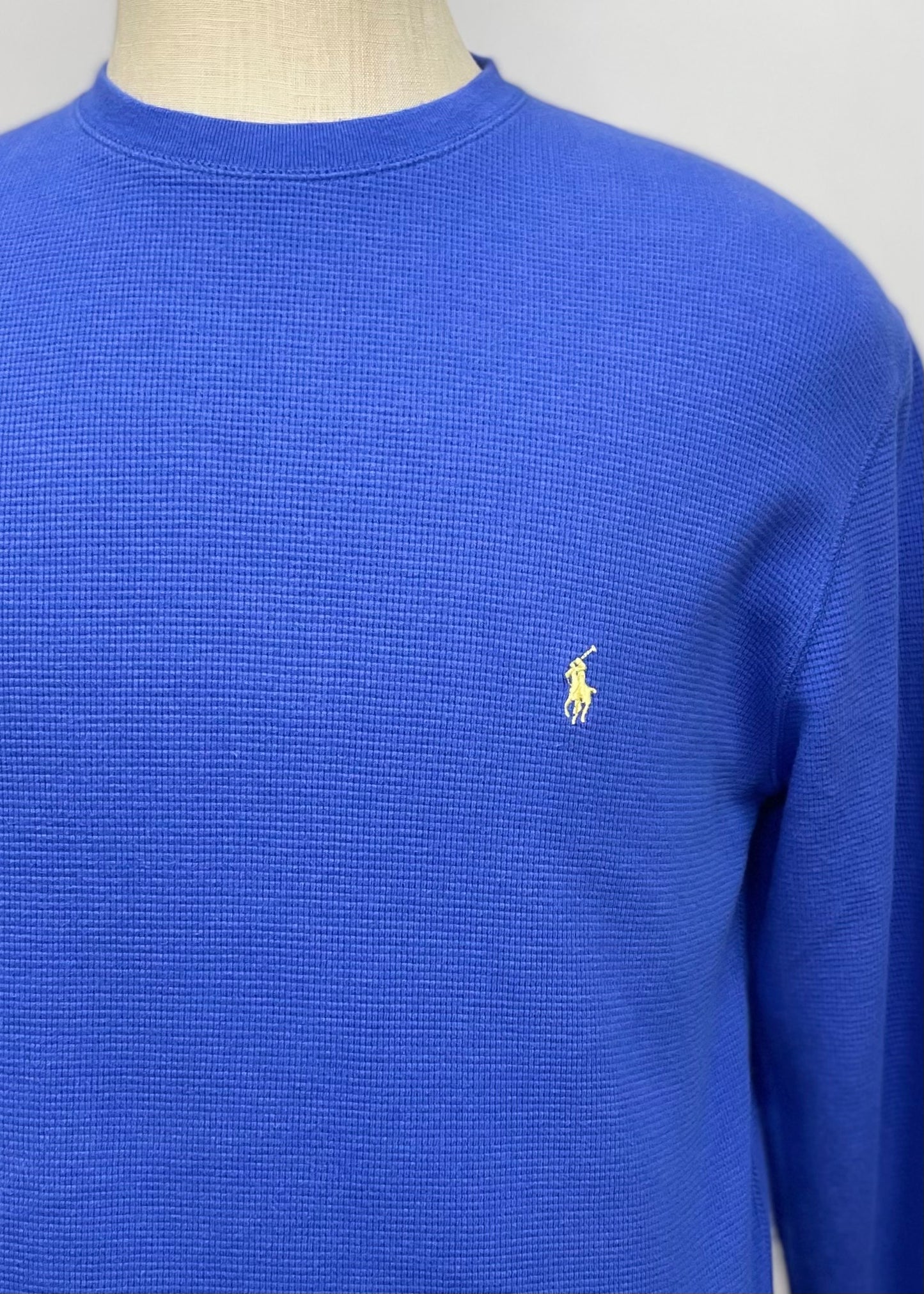 Camiseta cuello redondo Polo Ralph Lauren 🏇🏼 Waffle color azul manga larga Talla L