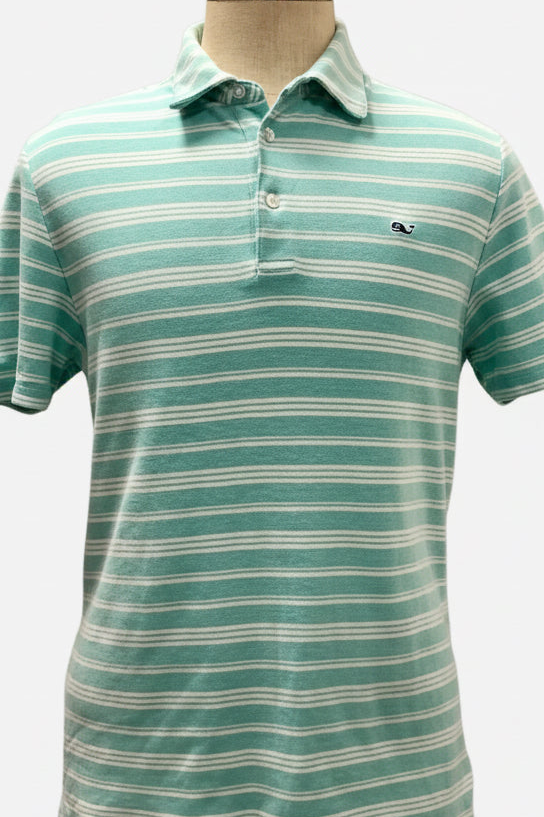 Camiseta Polo Vineyard Vines 🐳 con rayas en turquesa y blanco Talla M Entalle Regular