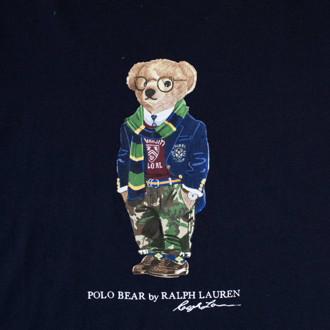 Camiseta cuello redondo Polo Ralph Lauren 🏇🏼 Color azul navy con diseño de polo bear Talla XL Entalle Clásico