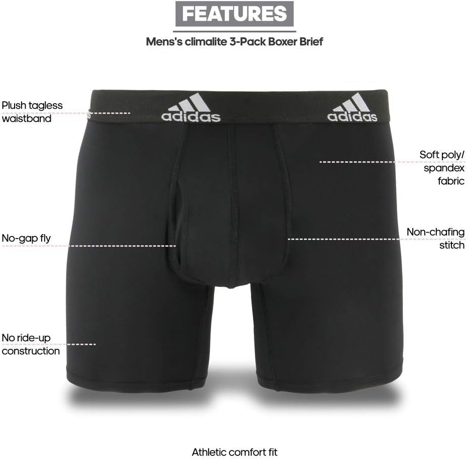 Combo de 3 Boxers Briefs Adidas Tela Performance color Negro Talla L