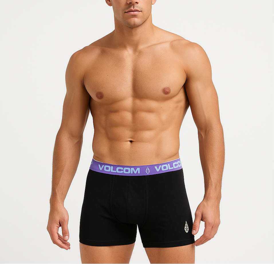 Boxers Briefs Volcom 🏄🏽‍♂️ Tela Performance color negro y cintura lila Talla XL