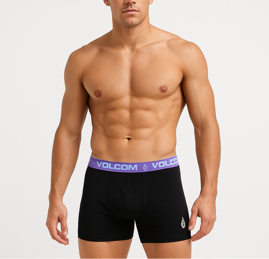 Boxers Briefs Volcom 🏄🏽‍♂️ Tela Performance color negro y cintura lila Talla XL