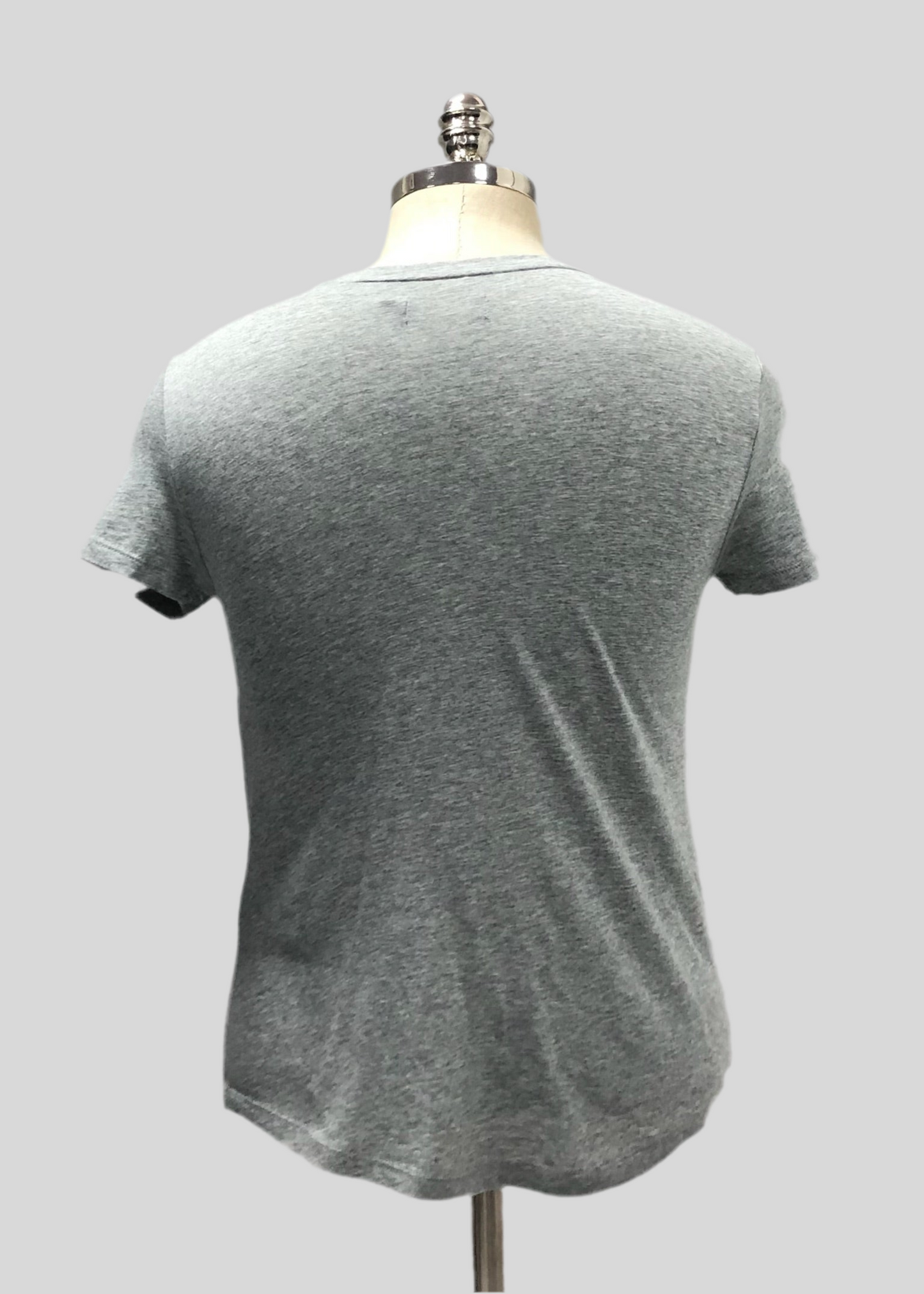 Camiseta cuello redondo de mujer Polo Ralph Lauren 🏇🏼 color gris claro con diseño de logo en letras en color blanco Talla S Entalle Regular