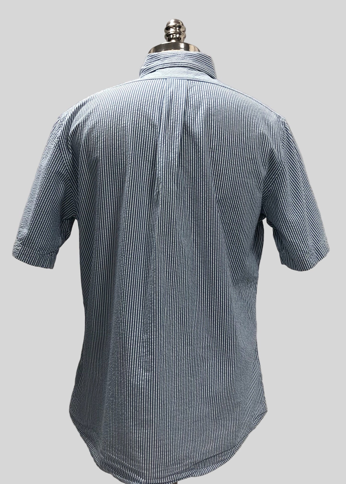 Camisa de botones Brooks Brothers 🐑 Seersucker de rayas en color azul y blanco Talla L Entalle Regular