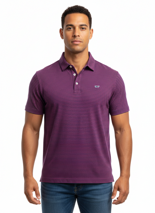 Camiseta Polo Vineyard Vines 🐳 con rayas en rojo y azul navy Talla M Entalle Regular