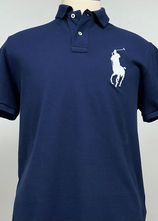 Camiseta Polo Ralph Lauren 🏇🏼color azul oscuro con logo big pony Talla XL Entalle Custom Slim Fit