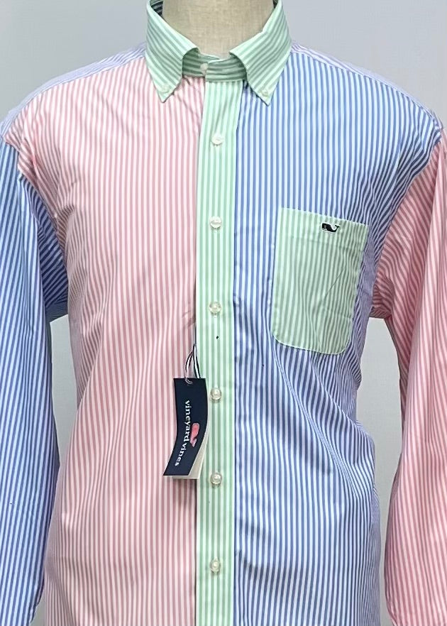 Camisa de botones Vineyard Vines 🐳 Oxford con franjas multicolor Talla L Entalle Regular