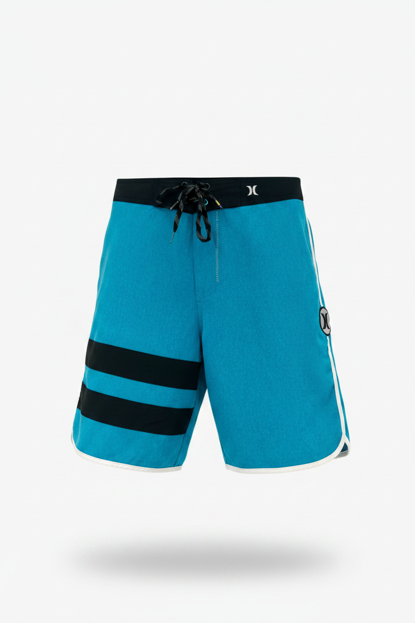 Short de baño Hurley 🏄🏽‍♂️ color turquesa y diseño de rayas en negro talla 34 (L)