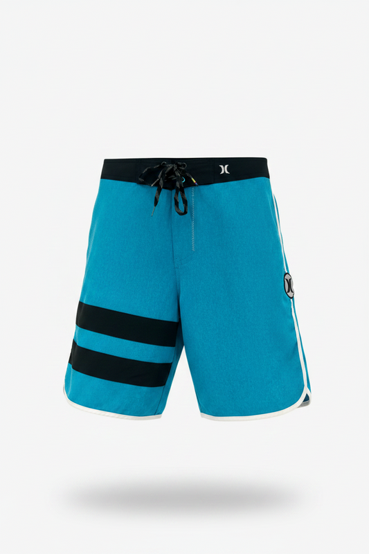 Short de baño Hurley 🏄🏽‍♂️ color turquesa y diseño de rayas en negro talla 34 (L)