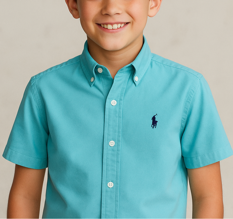Camisa de niño Polo Ralph Lauren 🏇🏼 Color turquesa Talla M (10-12) Entalle Regular