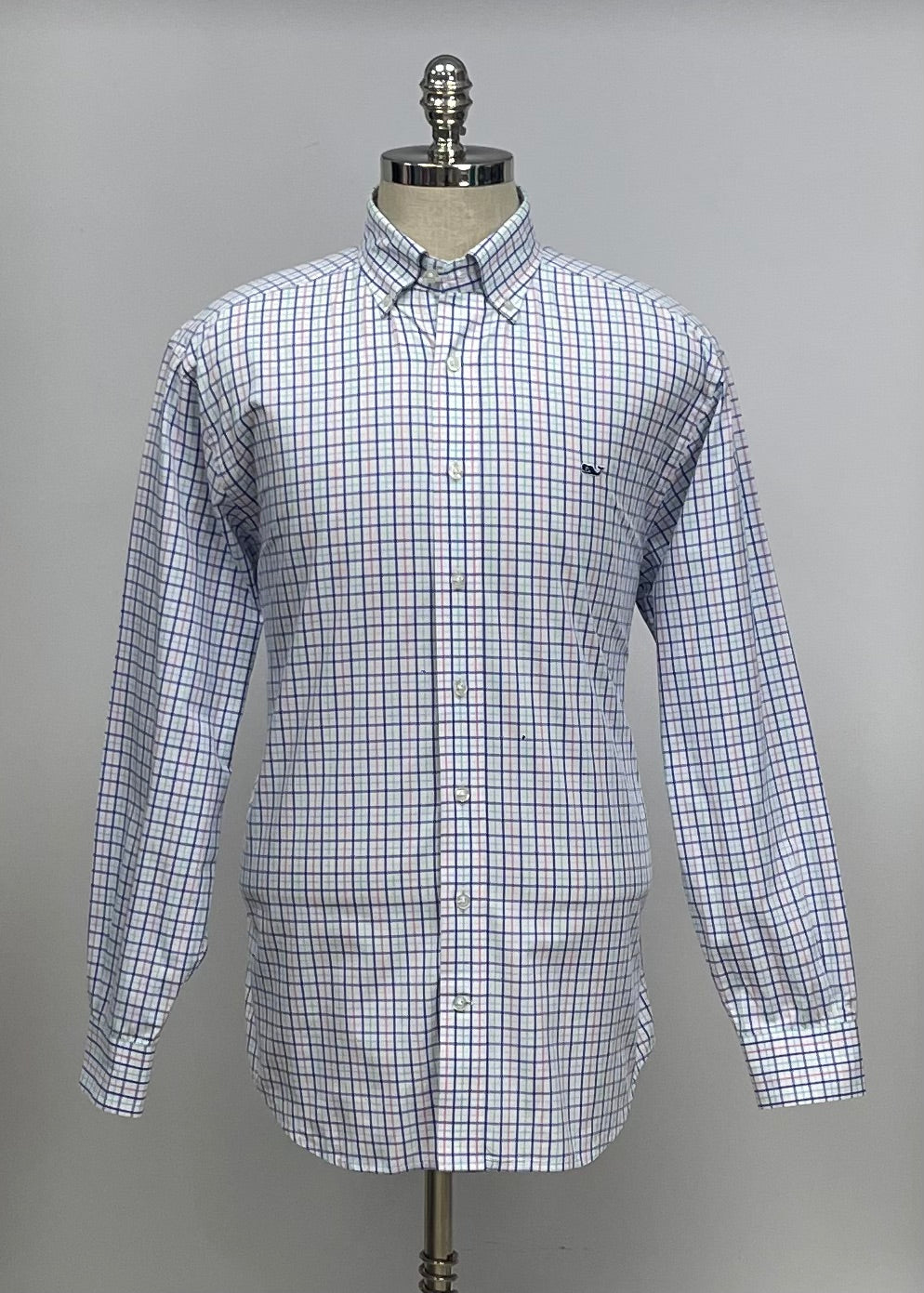 Camisa de botones Vineyard Vines 🐳 color blanco de cuadros en color verde, azul y rosado Talla L Entalle Regular