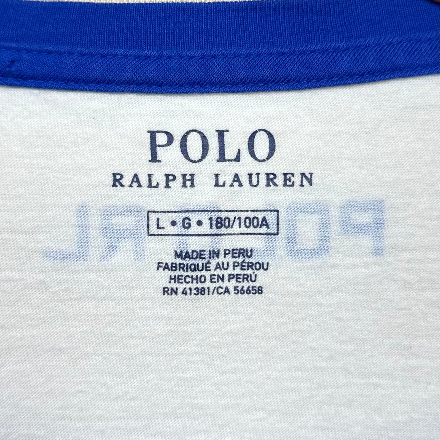 Camiseta cuello redondo Polo Ralph Lauren 🏇🏼 con franjas en color azul y blanco Edición Especial con diseño de Francia Talla L