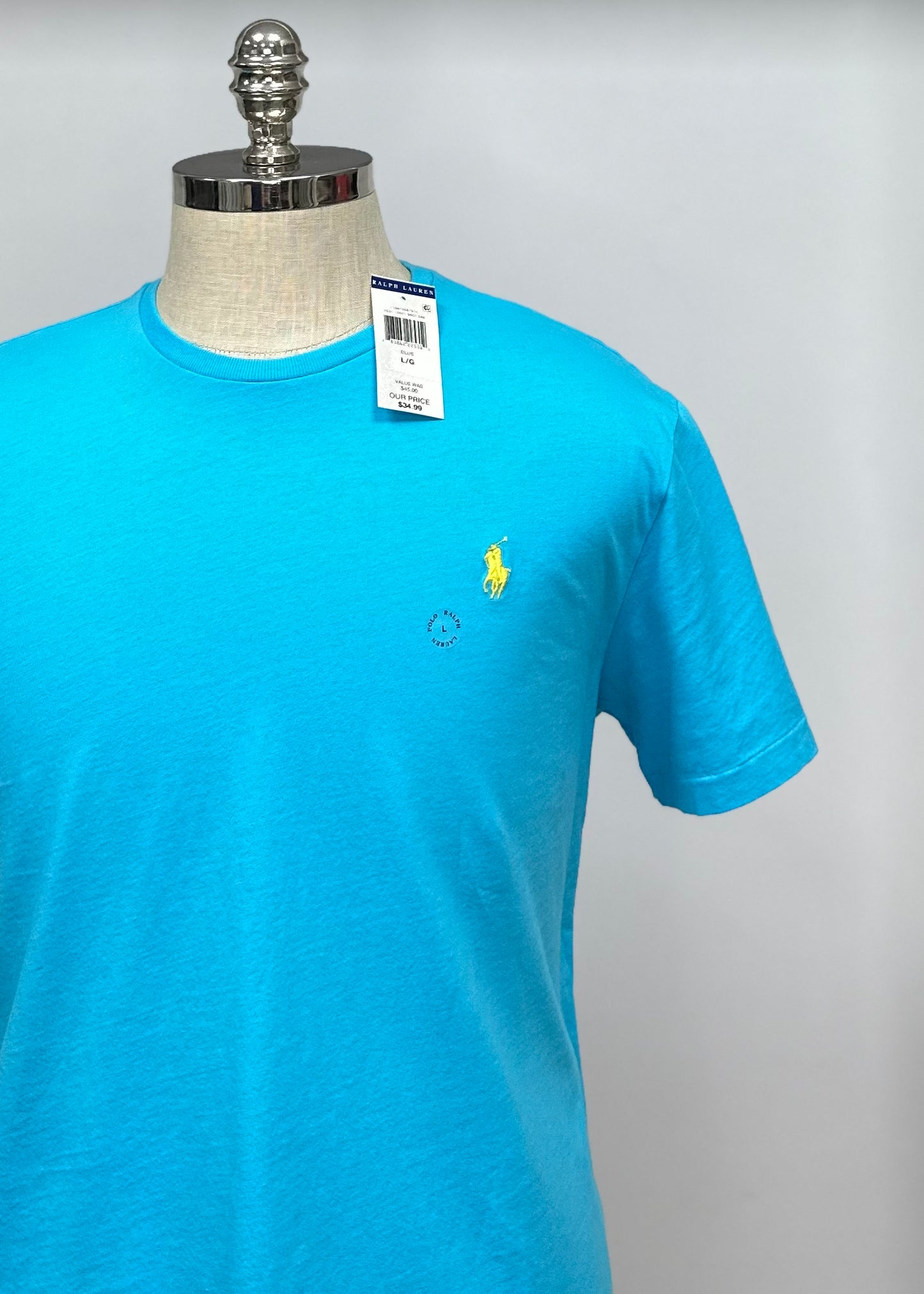 Camiseta cuello Redondo Polo Ralph Lauren 🏇🏼 color turquesa manga corta Talla Large Entalle Regular