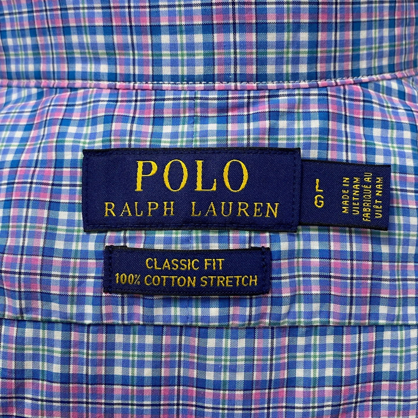 Camisa de botones Polo Ralph Lauren 🏇🏼 de cuadros rosado, azul y celeste Talla L Entalle Clásico