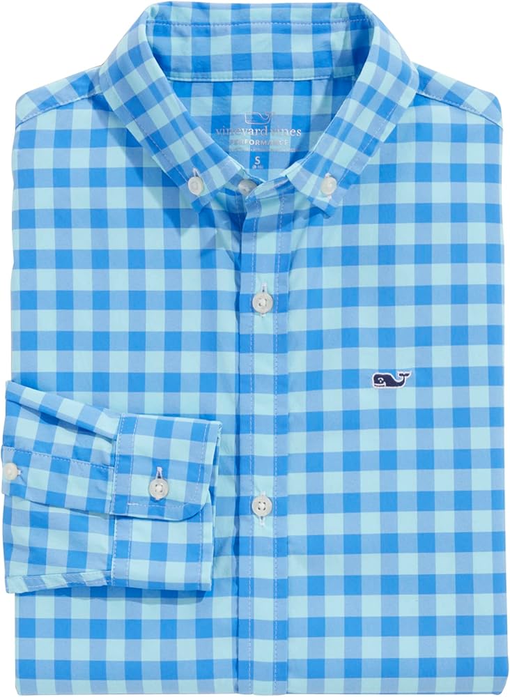 Camisa de botones Vineyard Vines 🐳 de cuadros en color turquesa y celeste Talla XL Entalle Slim Fit
