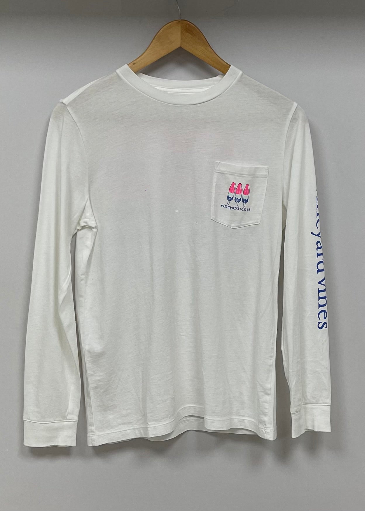 Camiseta de niña Vineyard Vines 🐳 color blanco con Diseño de paleta en rosado Talla L