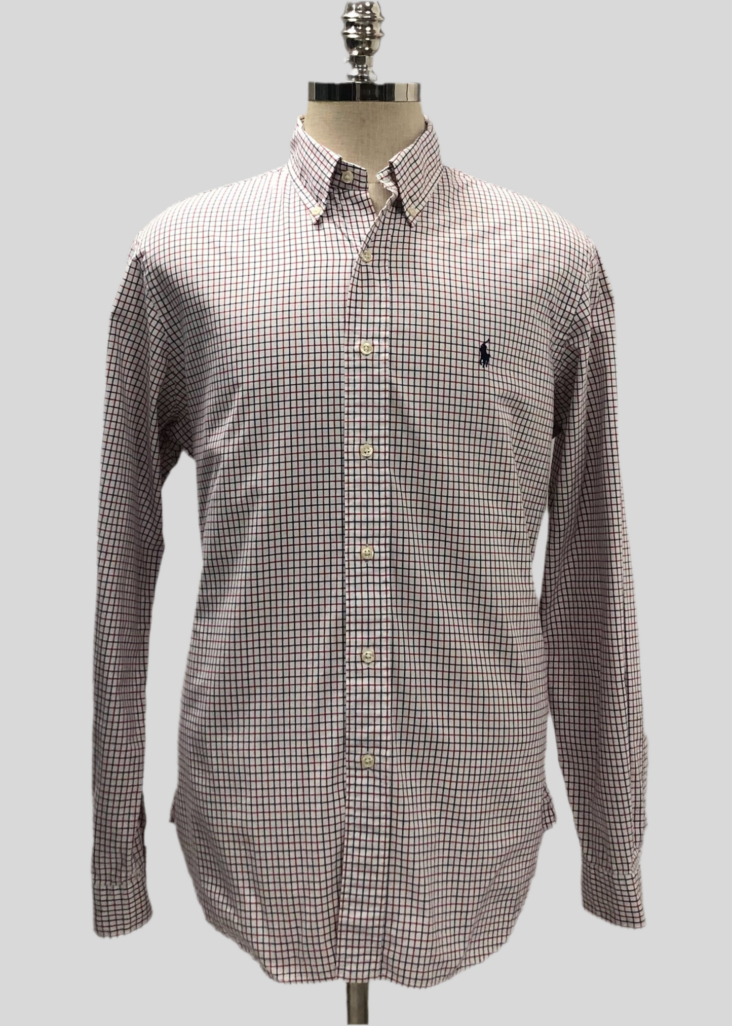 Camisa de botones Polo Ralph Lauren 🏇🏼 Color blanco de cuadros en color rojo y azul Talla L Entalle Custom Fit (ver descripción)