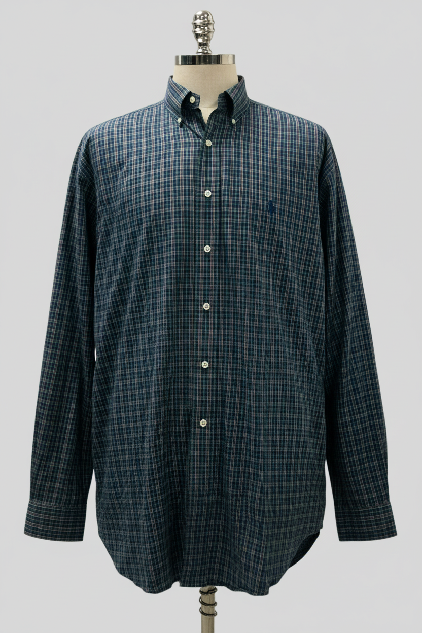 Camisa de botones Polo Ralph Lauren 🏇🏼 con cuadros en color verde oscuro, rojo y blanco Talla XL Entalle Regular