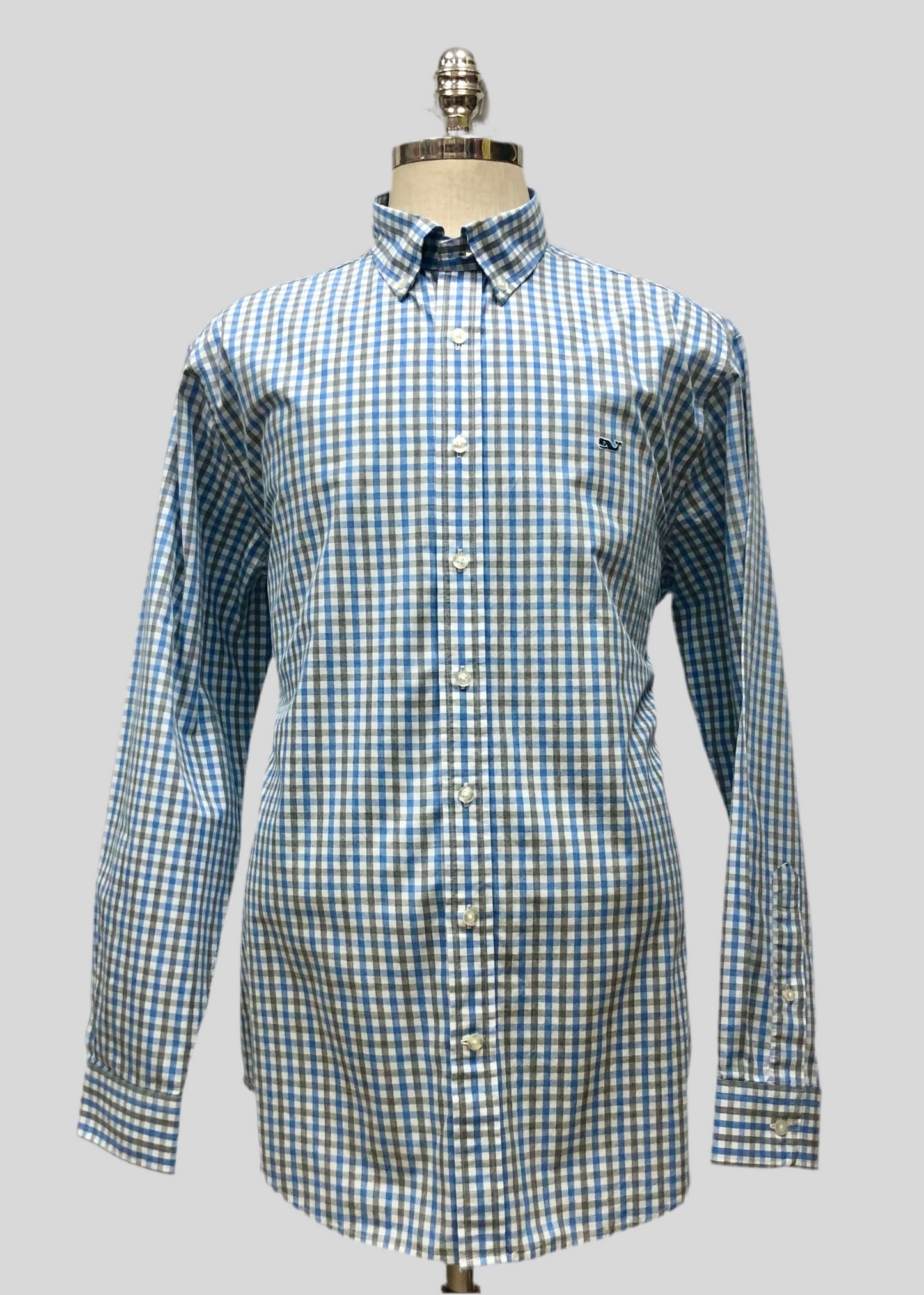 Camisa de botones Vineyard Vines 🐳 color blanco de cuadros en kaki y azul Talla XL Entalle Slim Fit