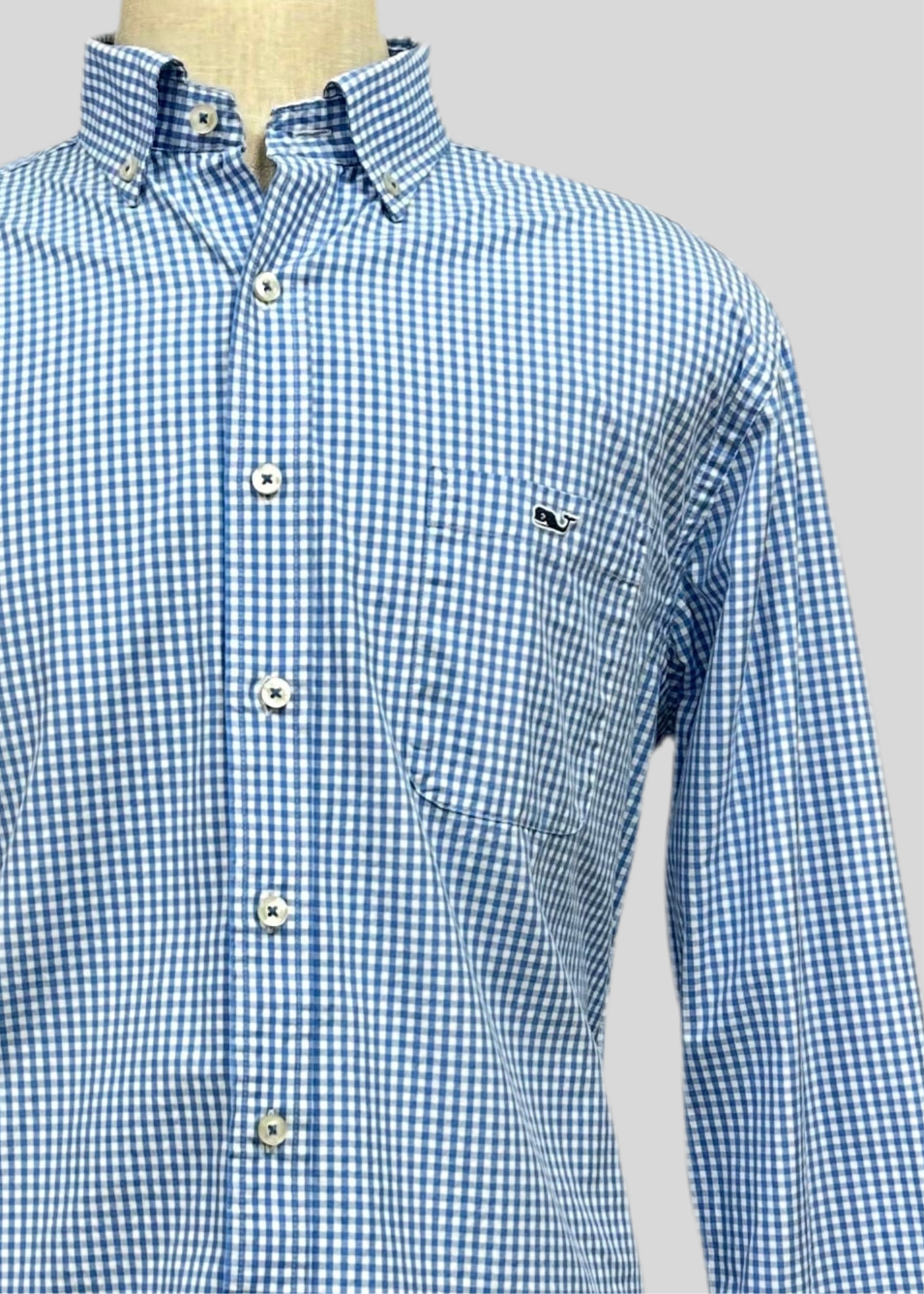 Camisa de cuadros Vineyard Vines 🐳 en color Celeste y blanco Talla XXL Entalle Slim Fit
