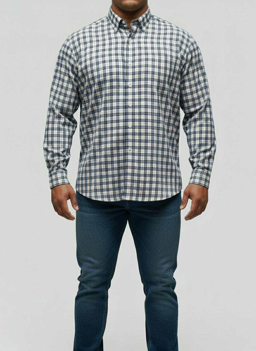 Camisa Vineyard Vines 🐳 Color blanco con de cuadros en color rojo y azul Talla XXL Entalle Regular