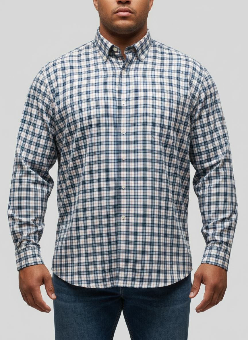 Camisa Vineyard Vines 🐳 Color blanco con de cuadros en color rojo y azul Talla XXL Entalle Regular
