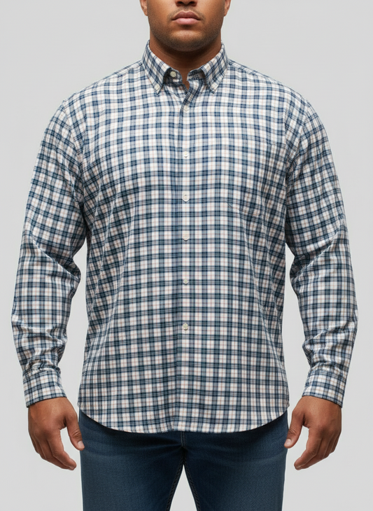 Camisa Vineyard Vines 🐳 Color blanco con de cuadros en color rojo y azul Talla XXL Entalle Regular