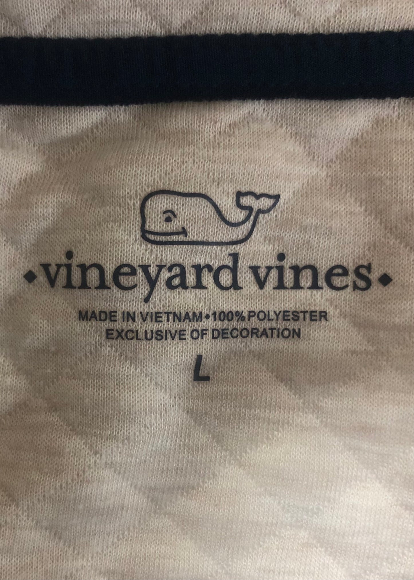 Sueter Jersey Vineyard Vines 🐳 Diseño de cuadros en color crema con logo azul navy Talla L