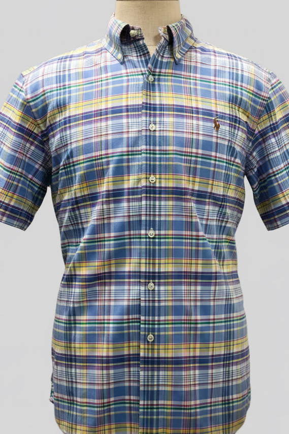 Camisa Polo Ralph Lauren 🏇🏼 de cuadros tartan en color azul, celeste y amarillo Talla XL Entalle Regular